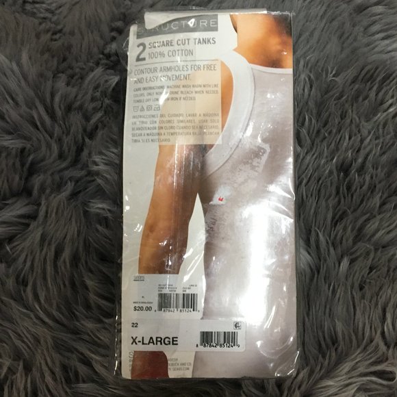 Structure | Men's Square Cut Tanks | 2 Pack | Black | Various Sizes - Picture 2 of 2